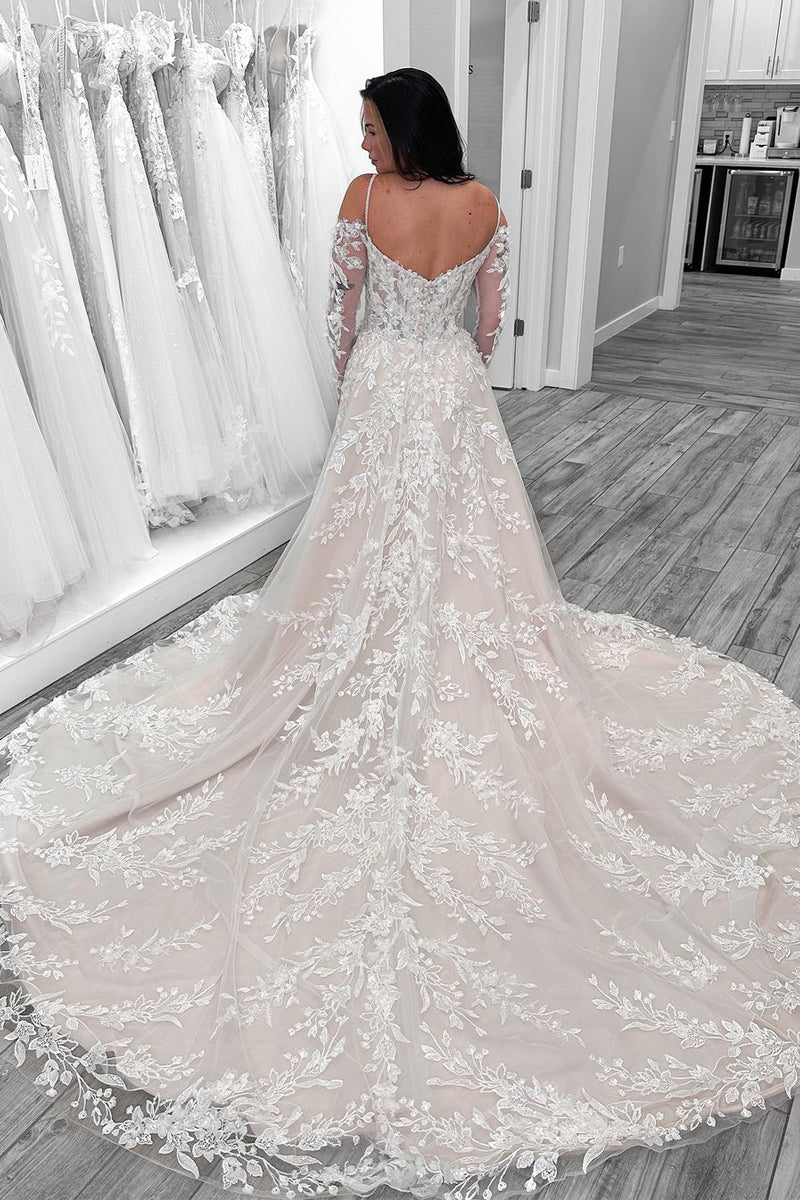 Charming A-Line Scoop Neck Tulle Lace Wedding Dress with Appliques LD070909