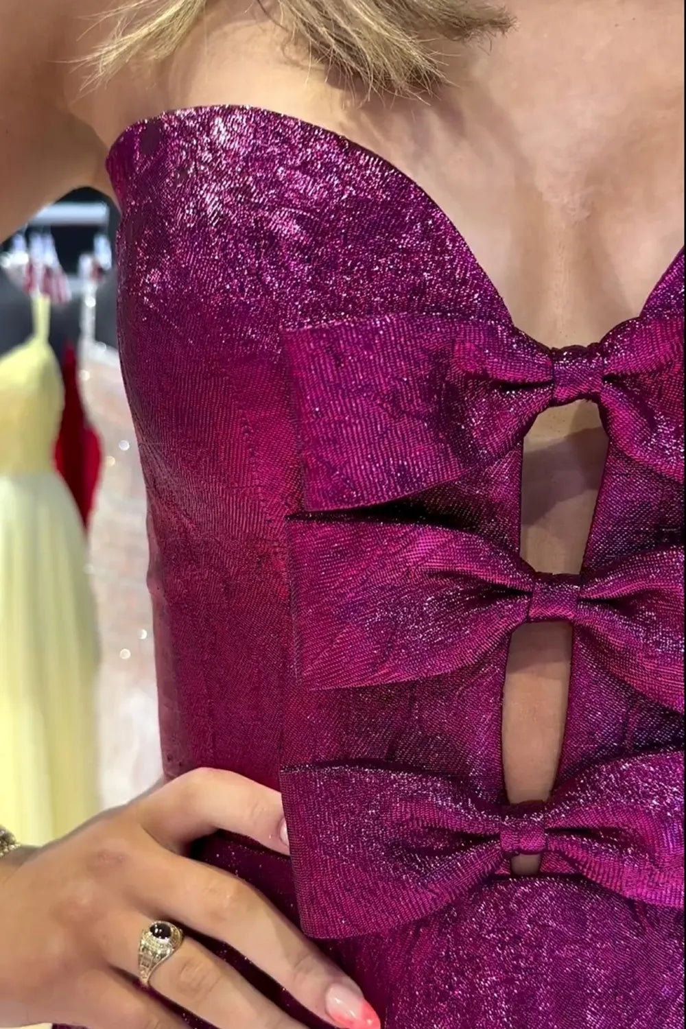 Cute Strapless A-Line Strapless Short Glitter Homecoming Dresses LD072602