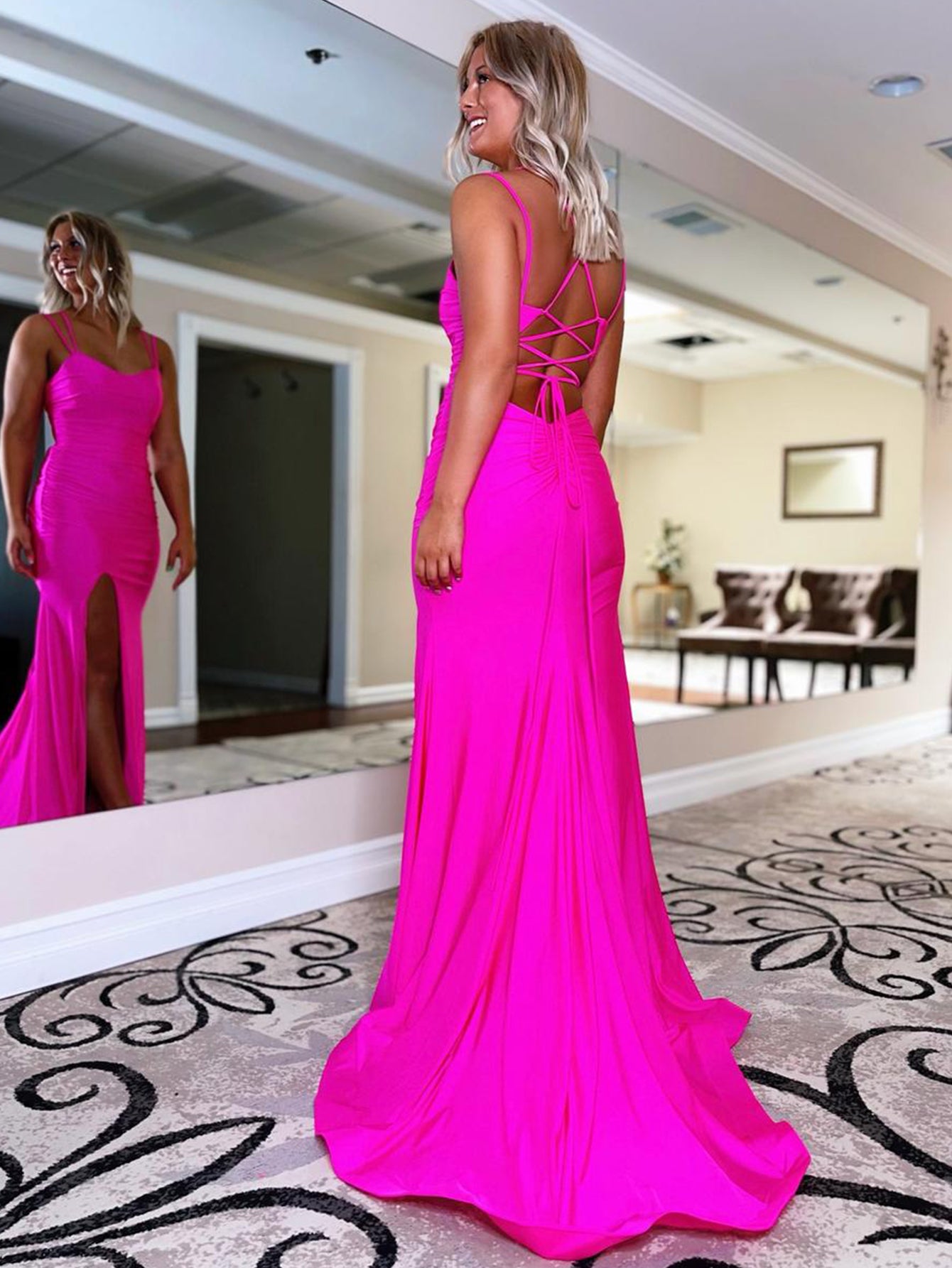 Sapphire | Mermaid Jersey Prom Dress with Spaghetti Straps