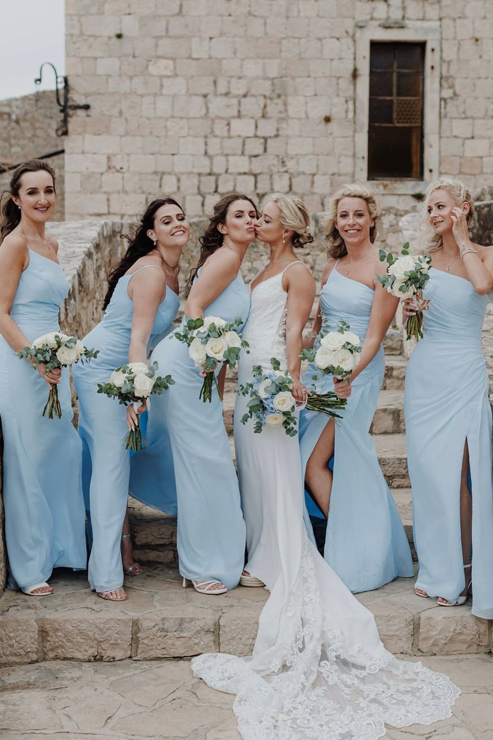 Isla | Simple Sheath One-Shoulder Light Blue Chiffon Bridesmaid Dress