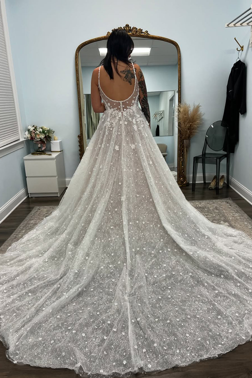 Romantic Aurora | A-Line Sweetheart Tulle Wedding Dress with Beading and Lace