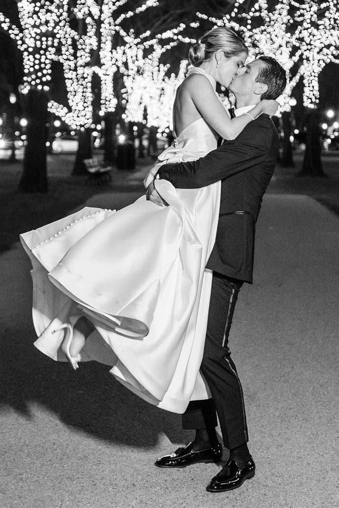 White Halter A-Line Satin Wedding Dress with Buttons