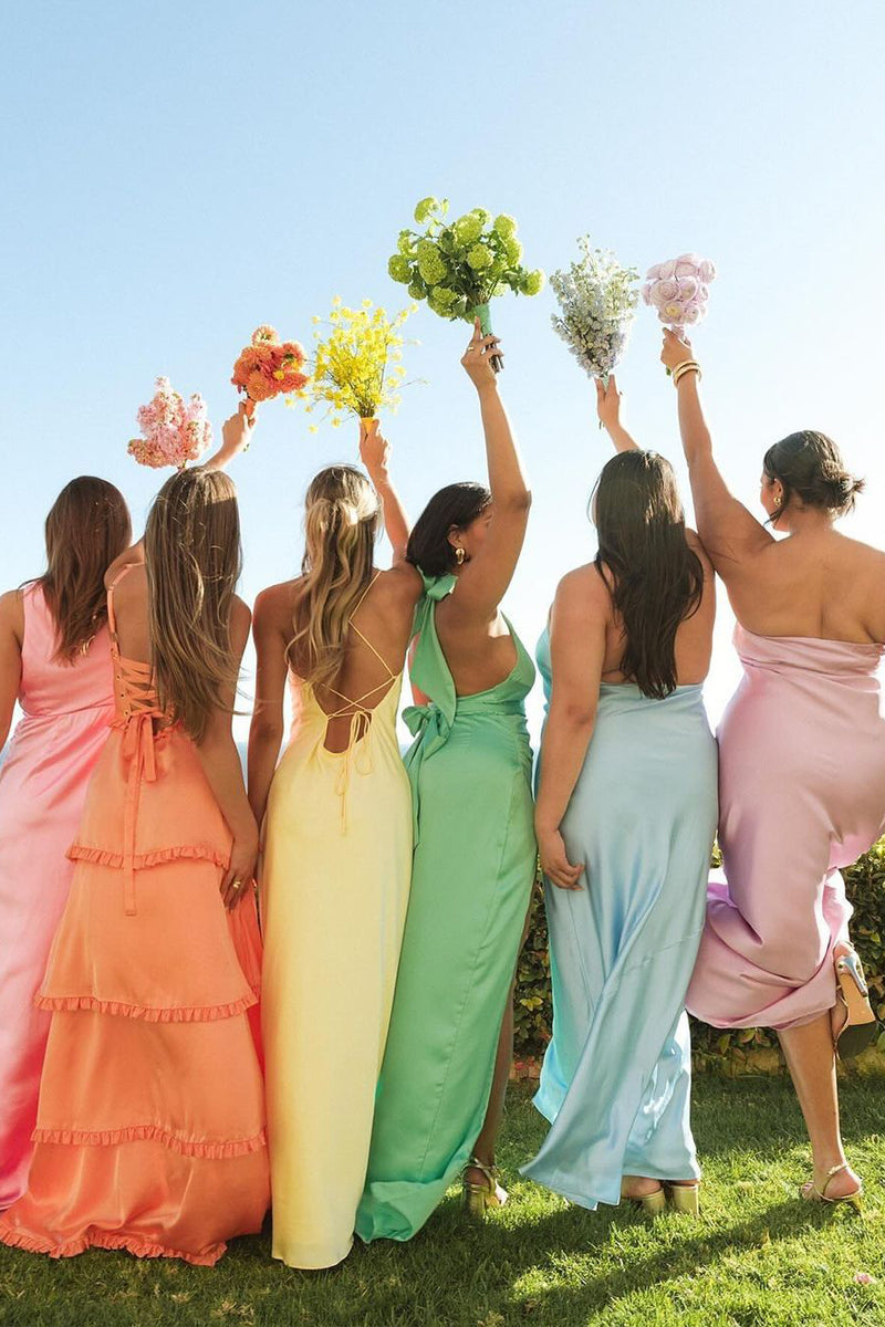 Sheath Colors Silk Satin Long Bridesmaid Dress LD070808
