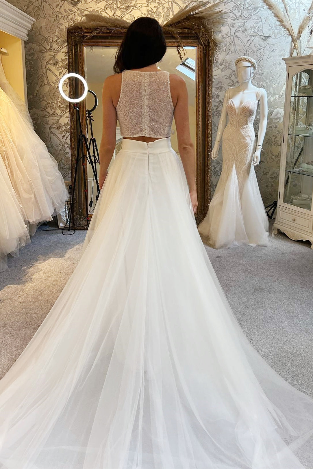 White Beaded Two-Piece A-Line Wedding Dress