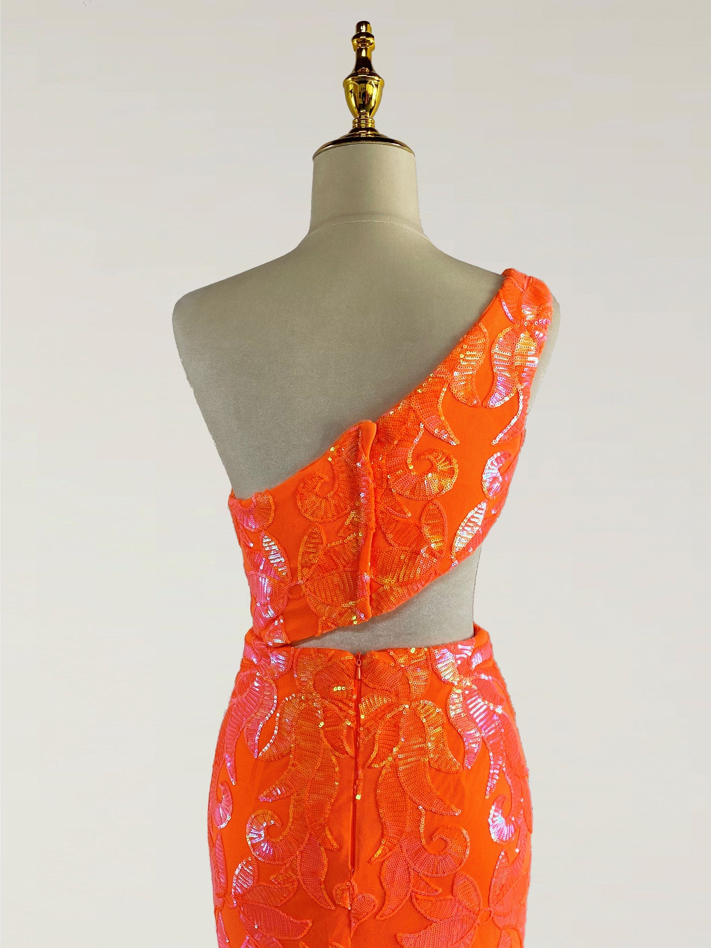 Valencia | Glamorous One-Shoulder Orange Sequin Mermaid Prom Dress with Slit