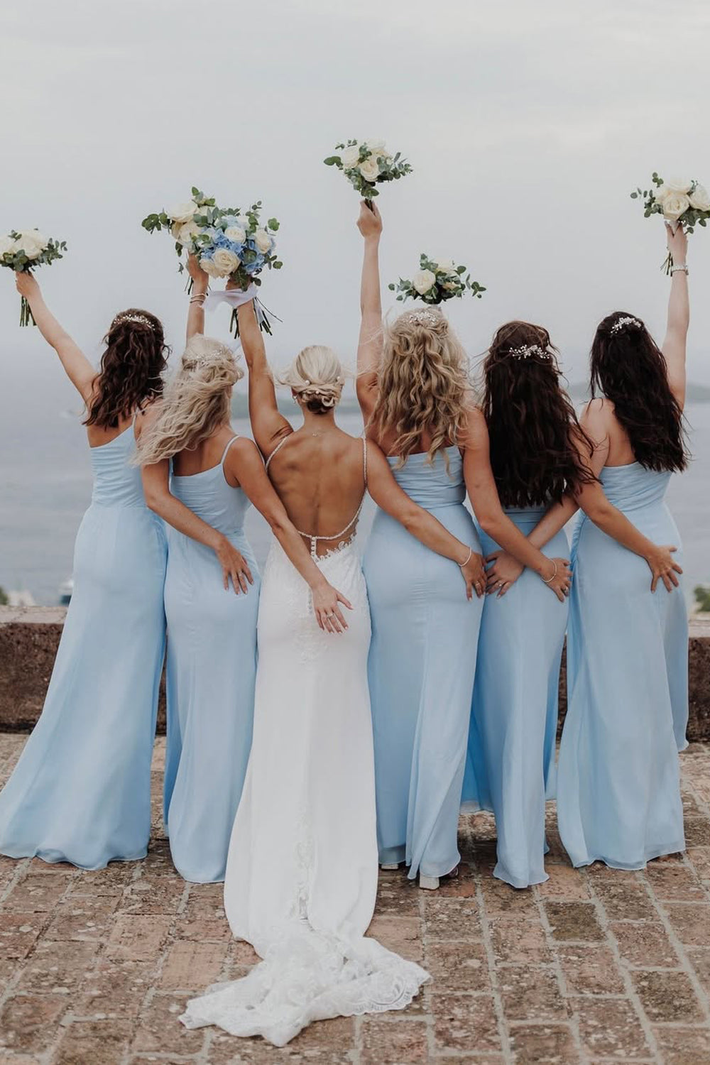 Isla | Simple Sheath One-Shoulder Light Blue Chiffon Bridesmaid Dress