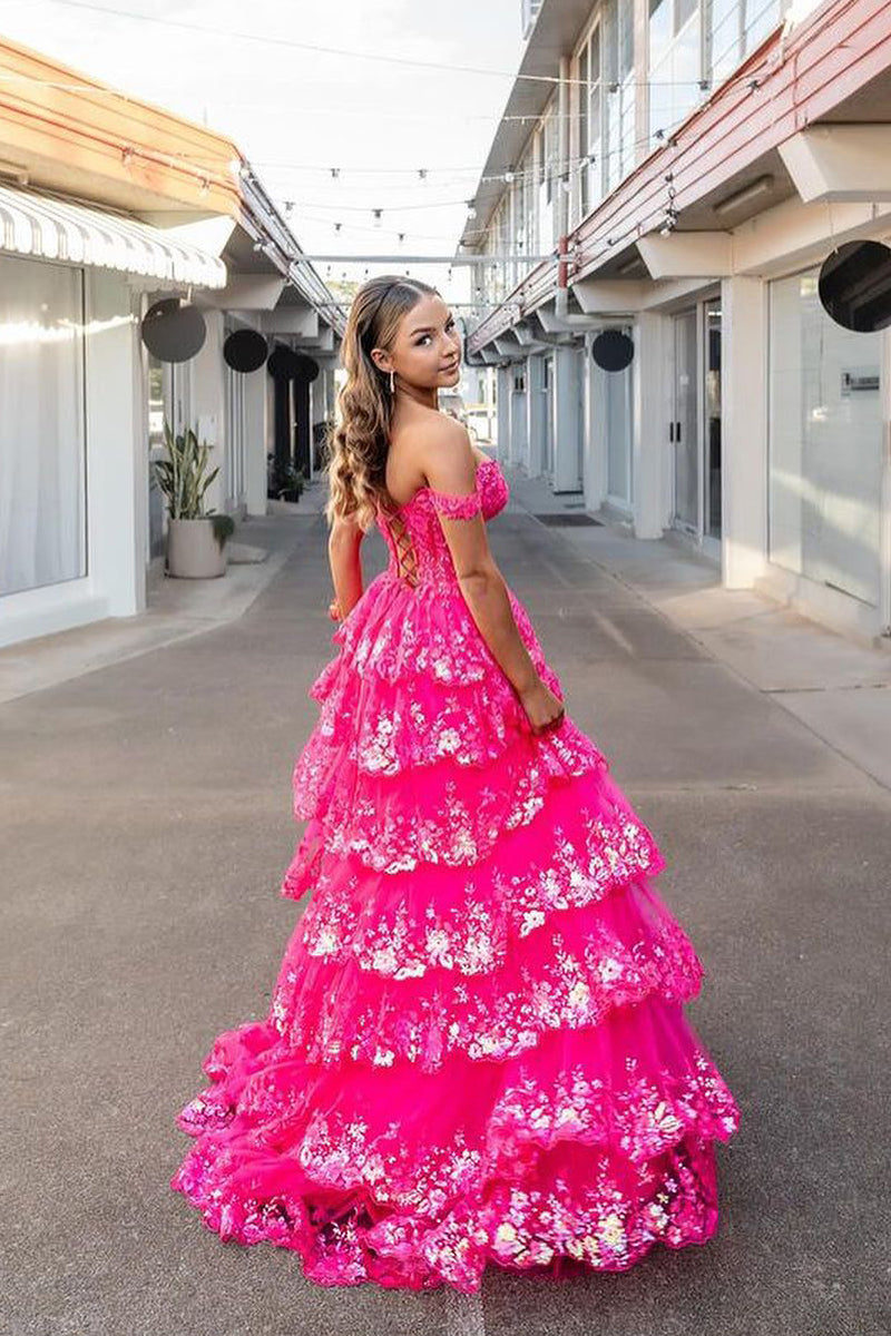 Charming Ball Gown Sweetheart Pink Sequins Tiered Prom Dresses LD070304