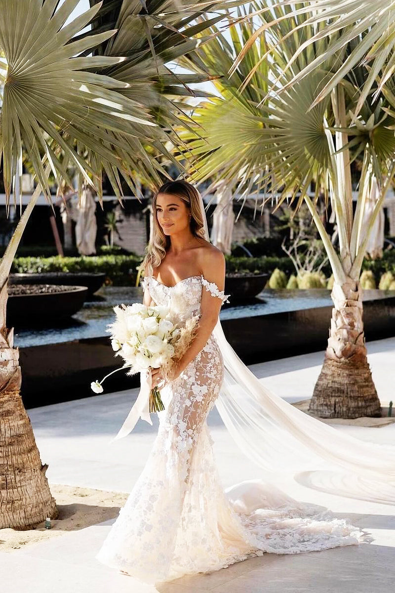 Gorgeous Mermaid Sweetheart Lace Beach Wedding Dresses with Appliques LD071303
