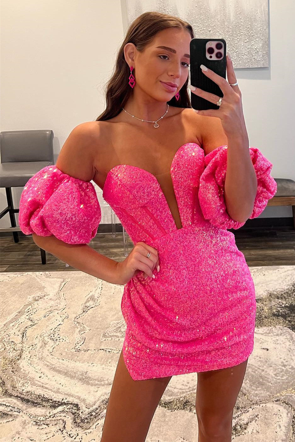 Una | Sweetheart Neckline Bodycon Sequins Homecoming Dress