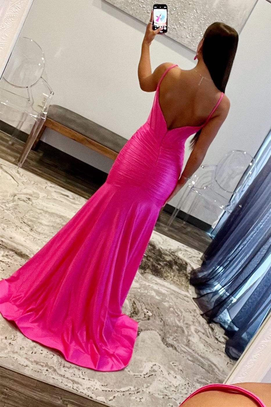 Addilynn | Satin Mermaid Prom Dress with Scoop Neck and Chic Slit