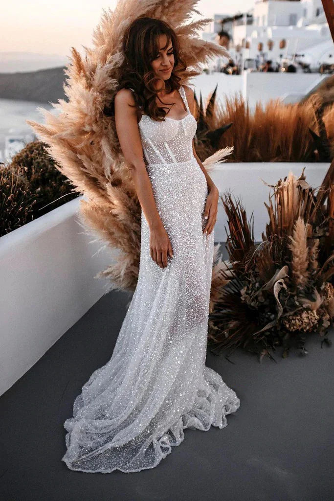Oriana | Sparkly A-Line Sweetheart Sequined Wedding Dress