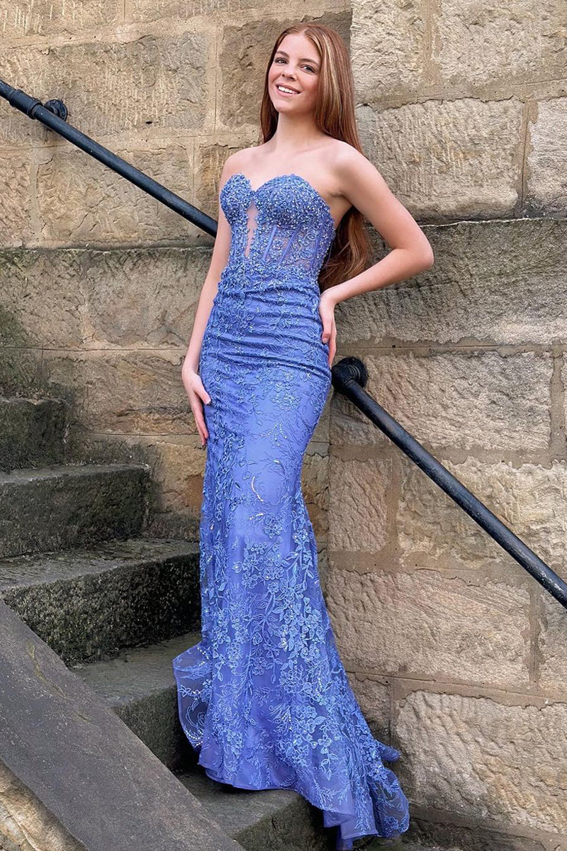 Mermaid Sweetheart Black Lace Prom Dress with Beading