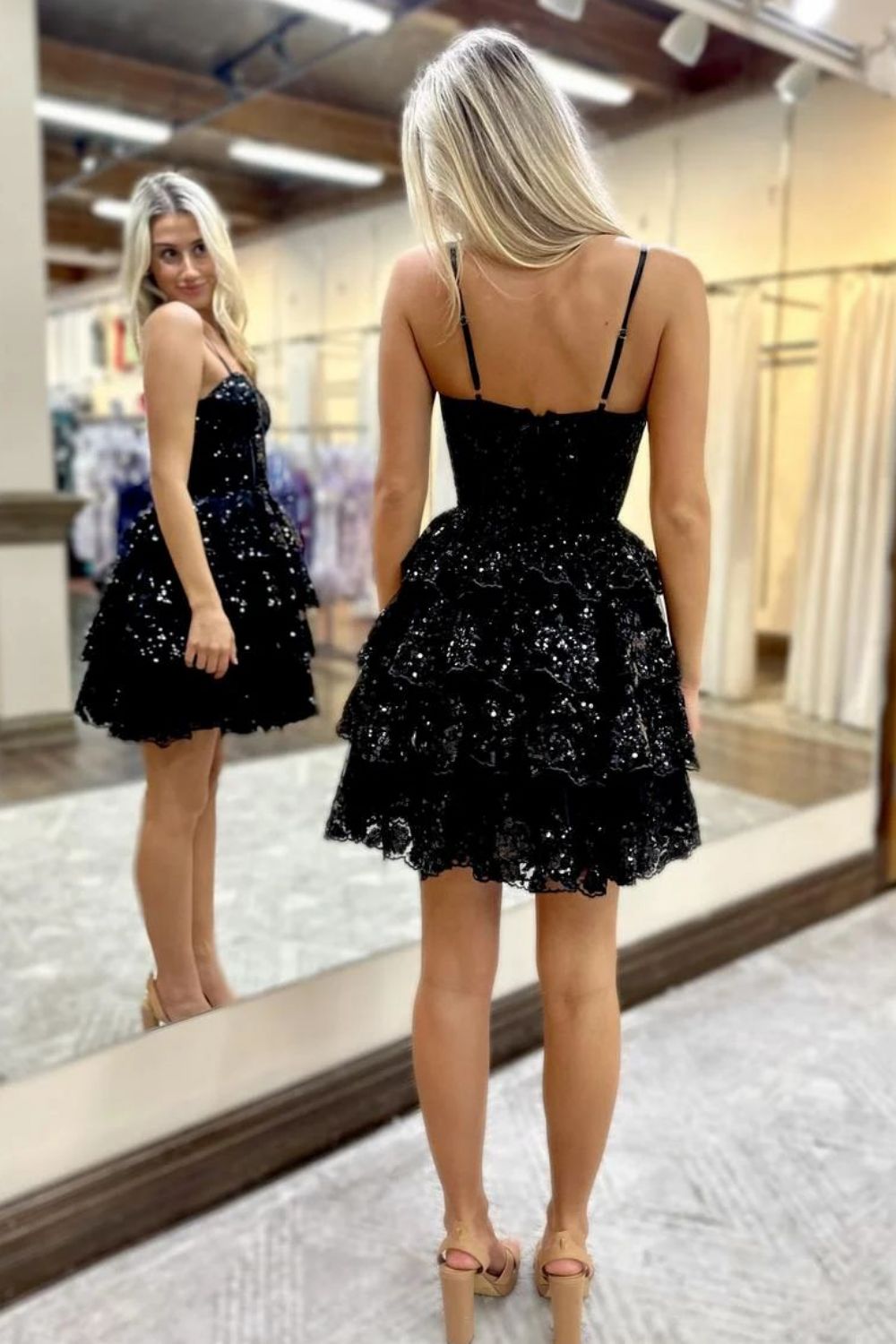 Cute Pretty Sweetheart Ruffule Tiered Homecoming Dresses LD071508