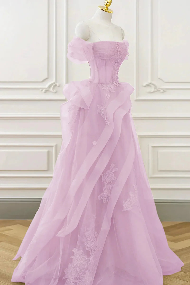 Green Lace Corset Prom Dress with Tulle Skirt
