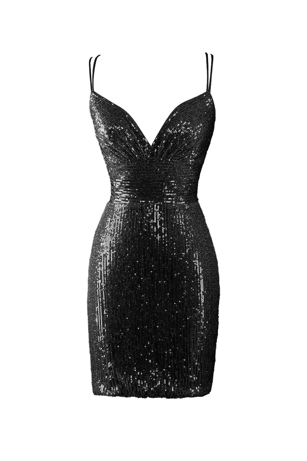 Nigella | Blue Sequined Bodycon V-Neck Homecoming Dress