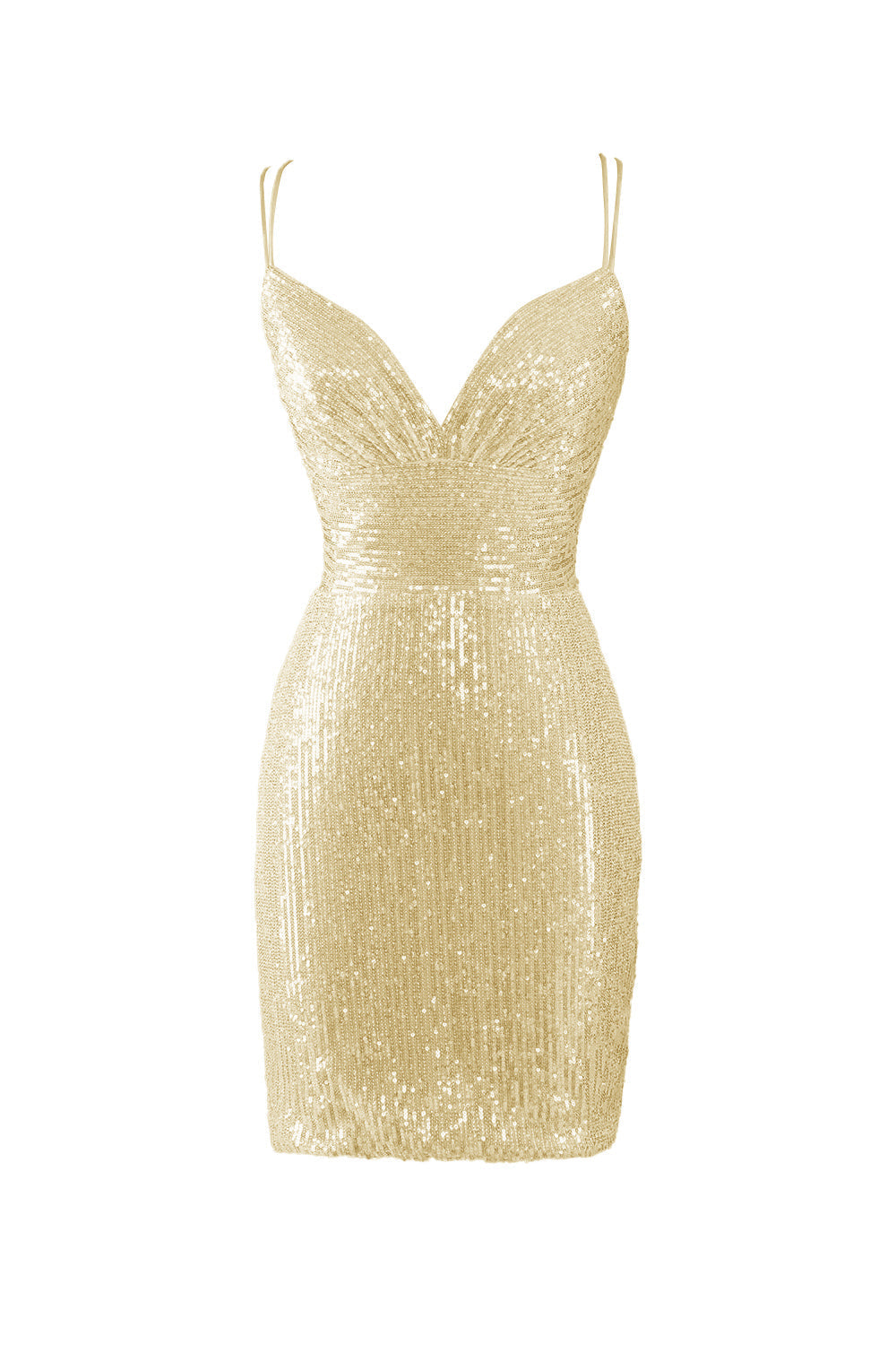 Nigella | Blue Sequined Bodycon V-Neck Homecoming Dress