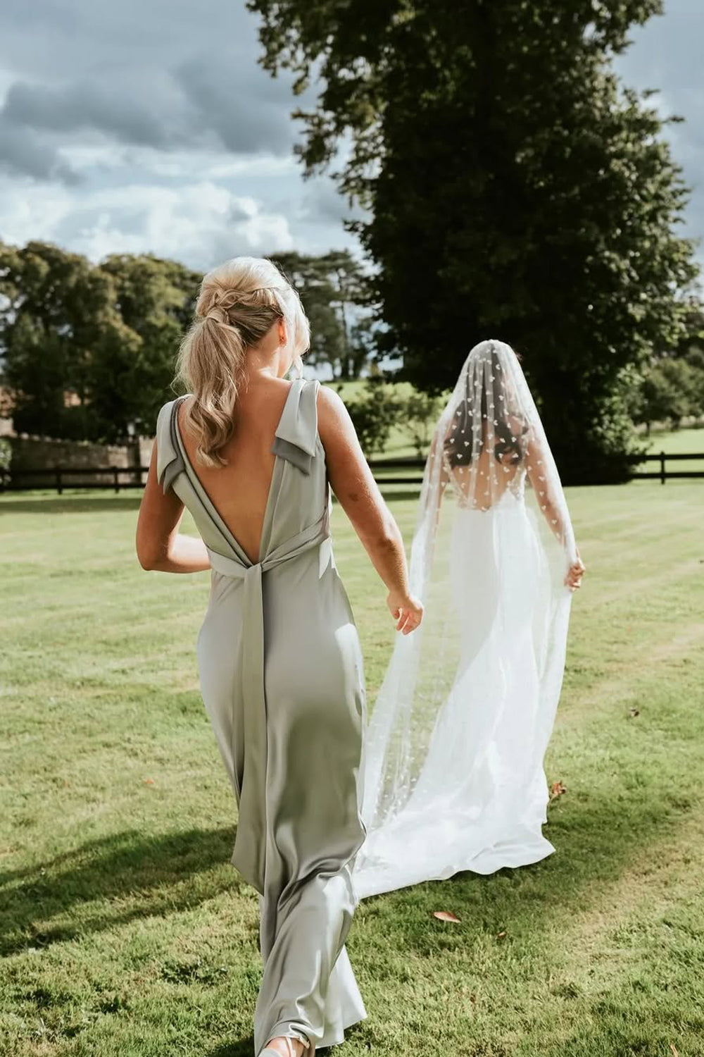 Chic Sheath V-Neck Sage Green Silk Satin Bridesmaid Dress