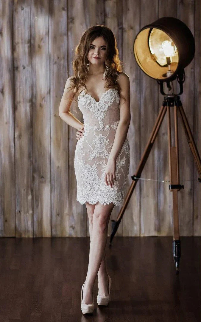 Floral Lace Boho A-Line Wedding Dress with Sweetheart Neckline and Court Train