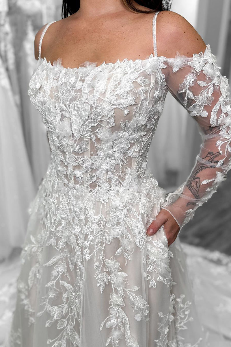 Charming A-Line Scoop Neck Tulle Lace Wedding Dress with Appliques LD070909