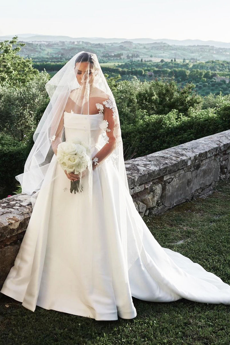 Gorgeous Ball Gown Strapless Satin Wedding Dresses LD071302