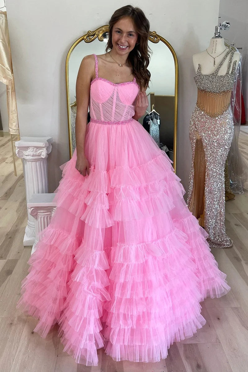 Cute Lavender Tulle Ball Gown Prom Dress with Sweetheart Neckline and Beading