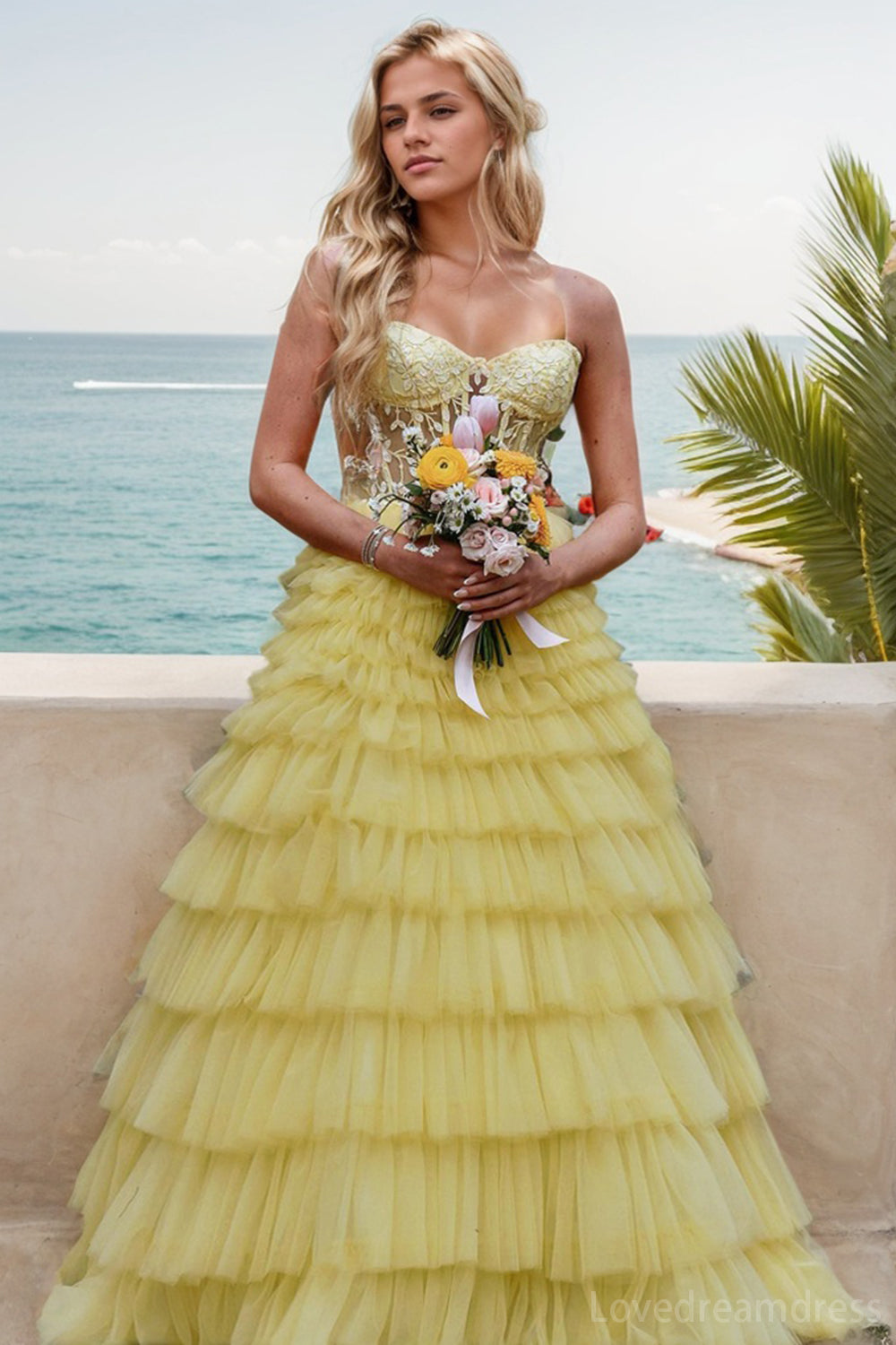 Elegant A-Line Sweetheart Tulle Wedding Dresses lD102304