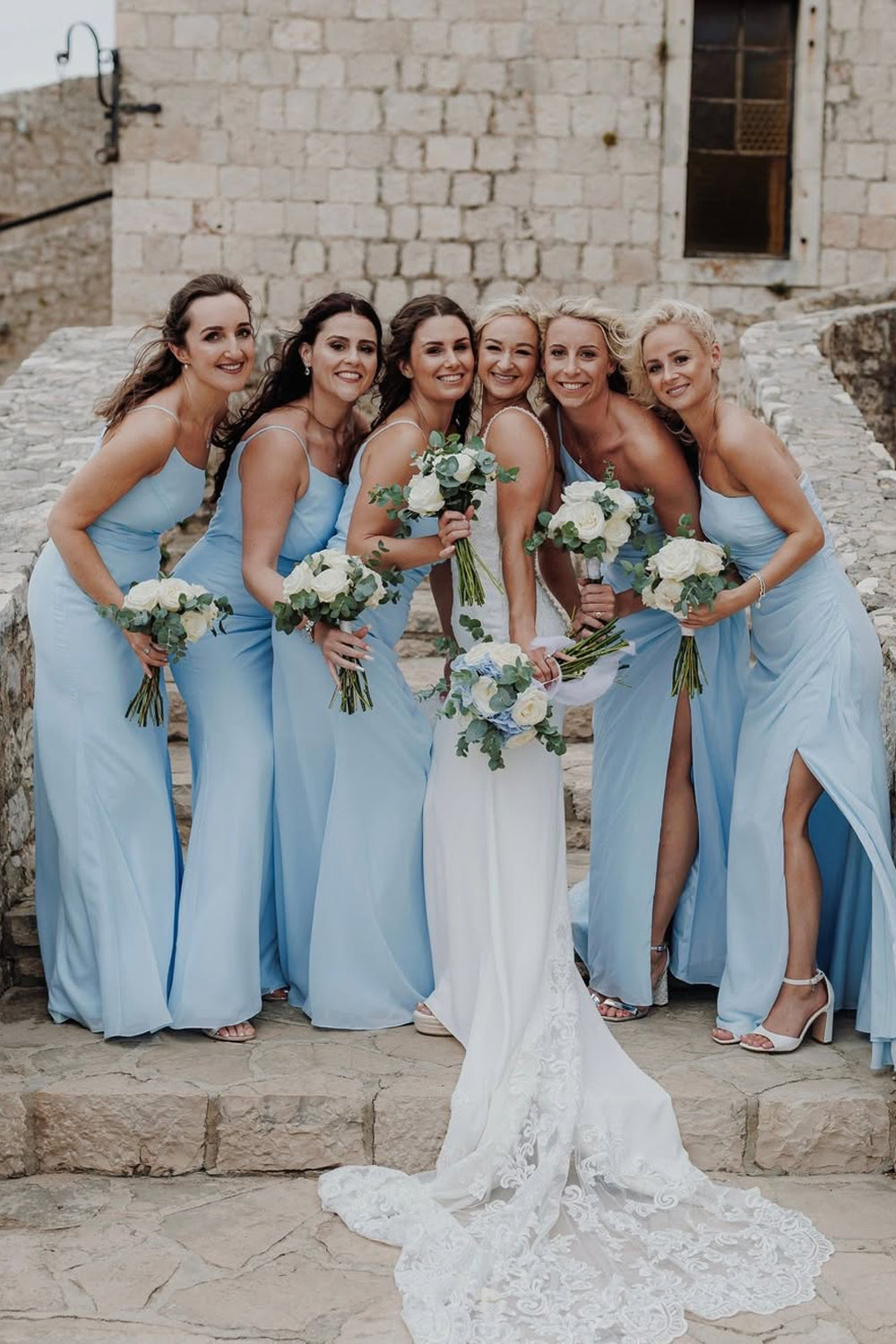 Isla | Simple Sheath One-Shoulder Light Blue Chiffon Bridesmaid Dress