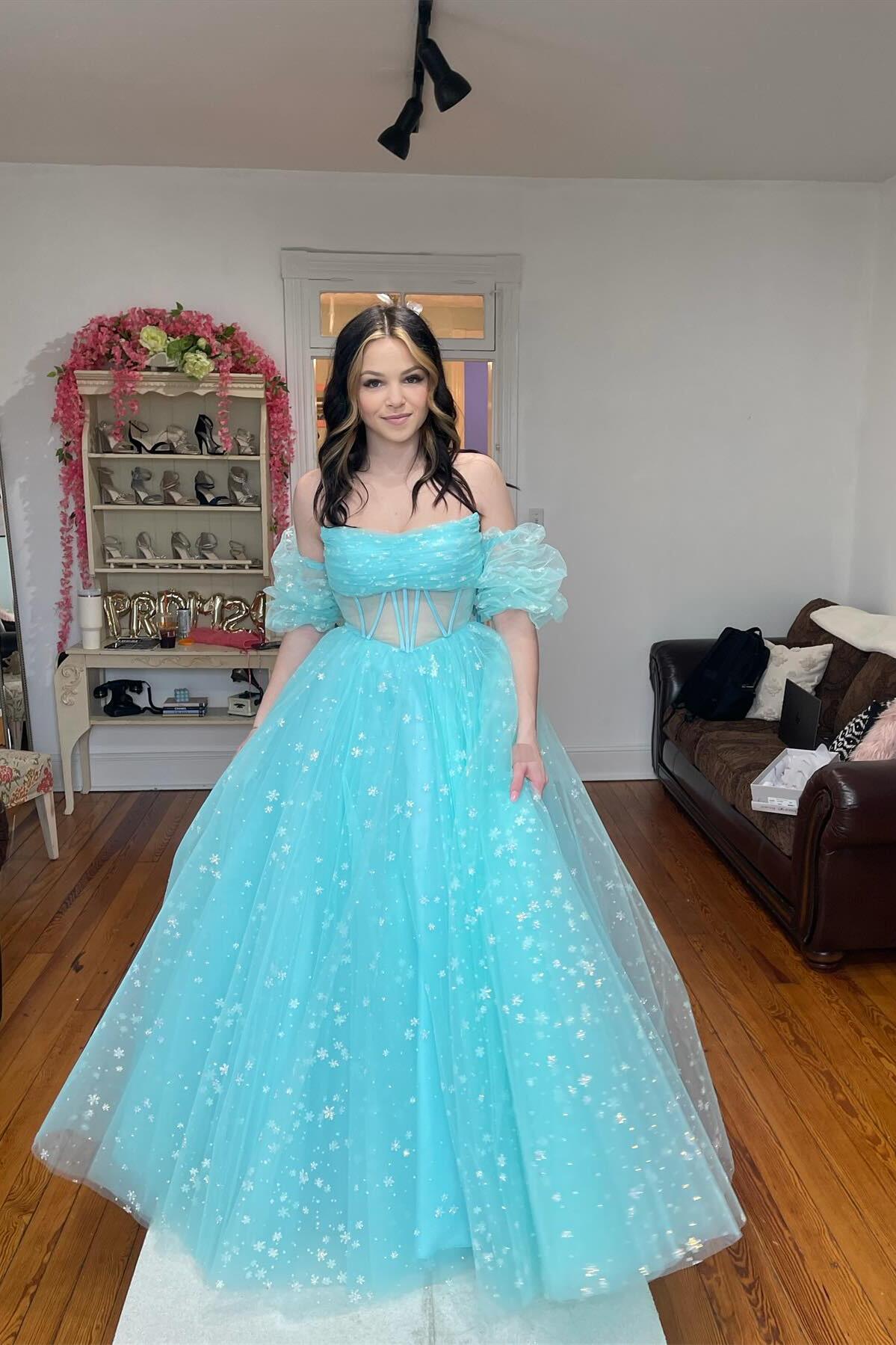 Cute Aqua Blue Tulle A-Line Prom Dress with Sweetheart Neckline Lovedreamdress Cute Aqua Blue Tulle A-Line Prom Dress with Sweetheart Neckline Lovedreamdress