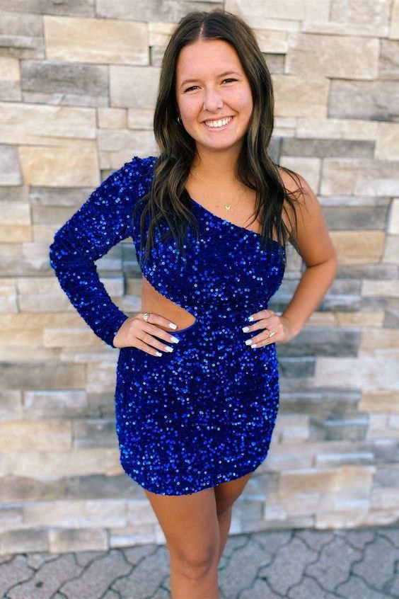 Camilla | Sequin One-Shoulder Sheath Homecoming Dress