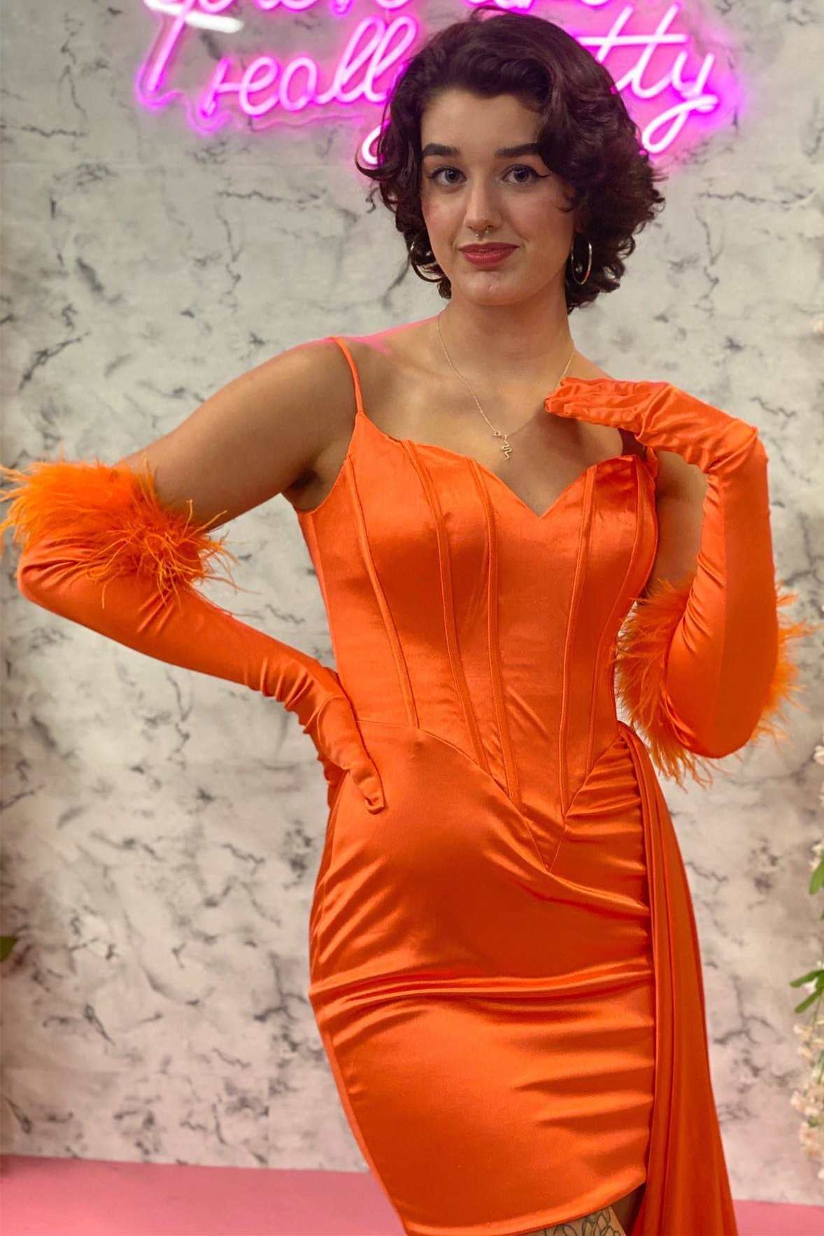Rosamund | Sheath Spaghetti Strap Homecoming Dress with Side Train