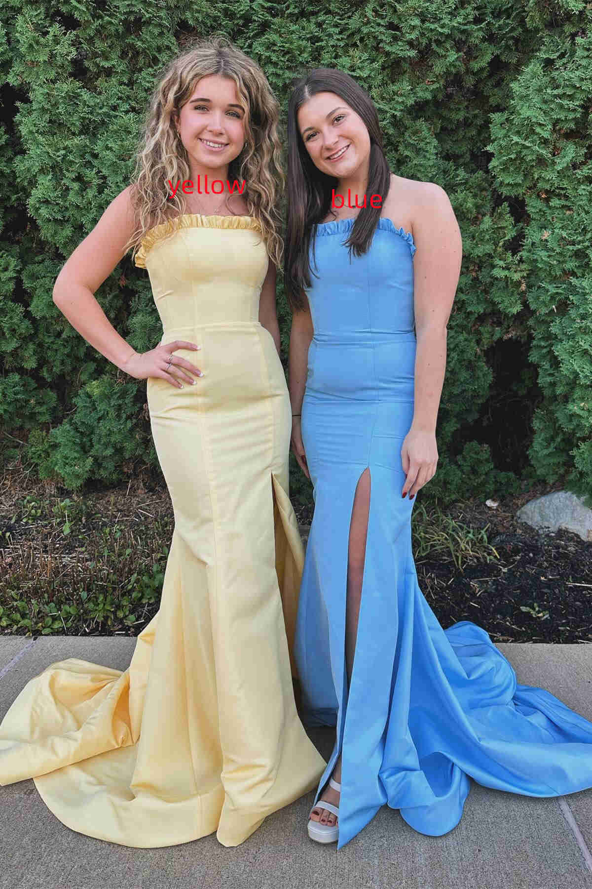Denver | Magenta Strapless Ruffle Mermaid Prom Dress with Slit