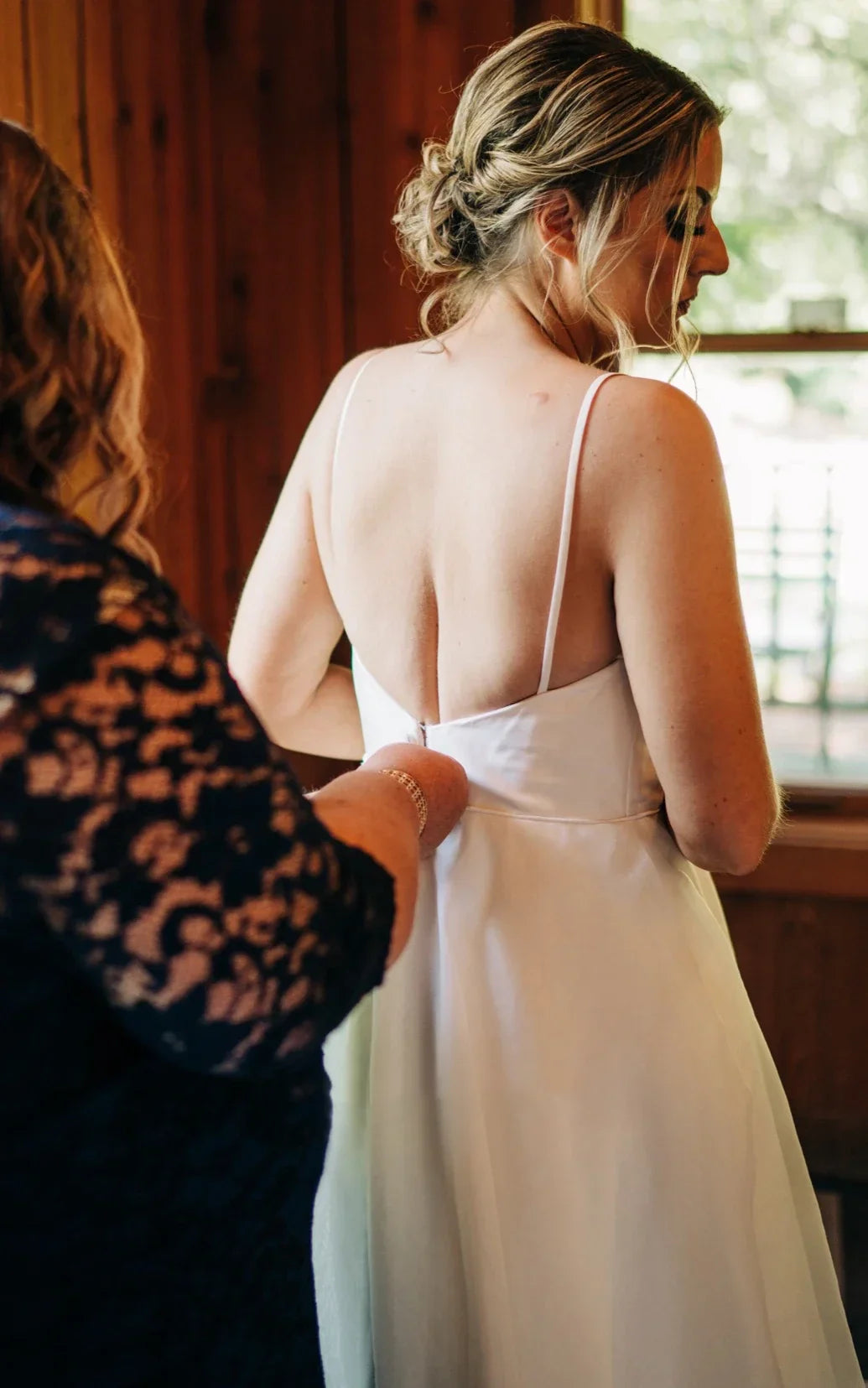Isadora | Romantic Spaghetti Strap A-Line Satin Wedding Dress with V-Neck and Open Back