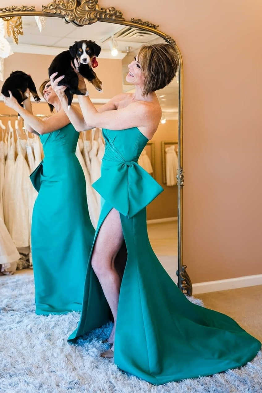 Red Strapless Long Prom Dress with Side Slit