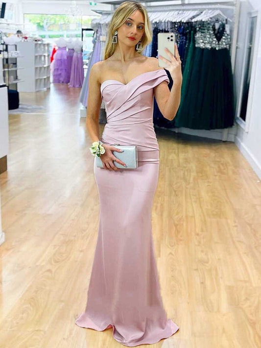 Satin Purple One-Shoulder Mermaid Long Prom Dress