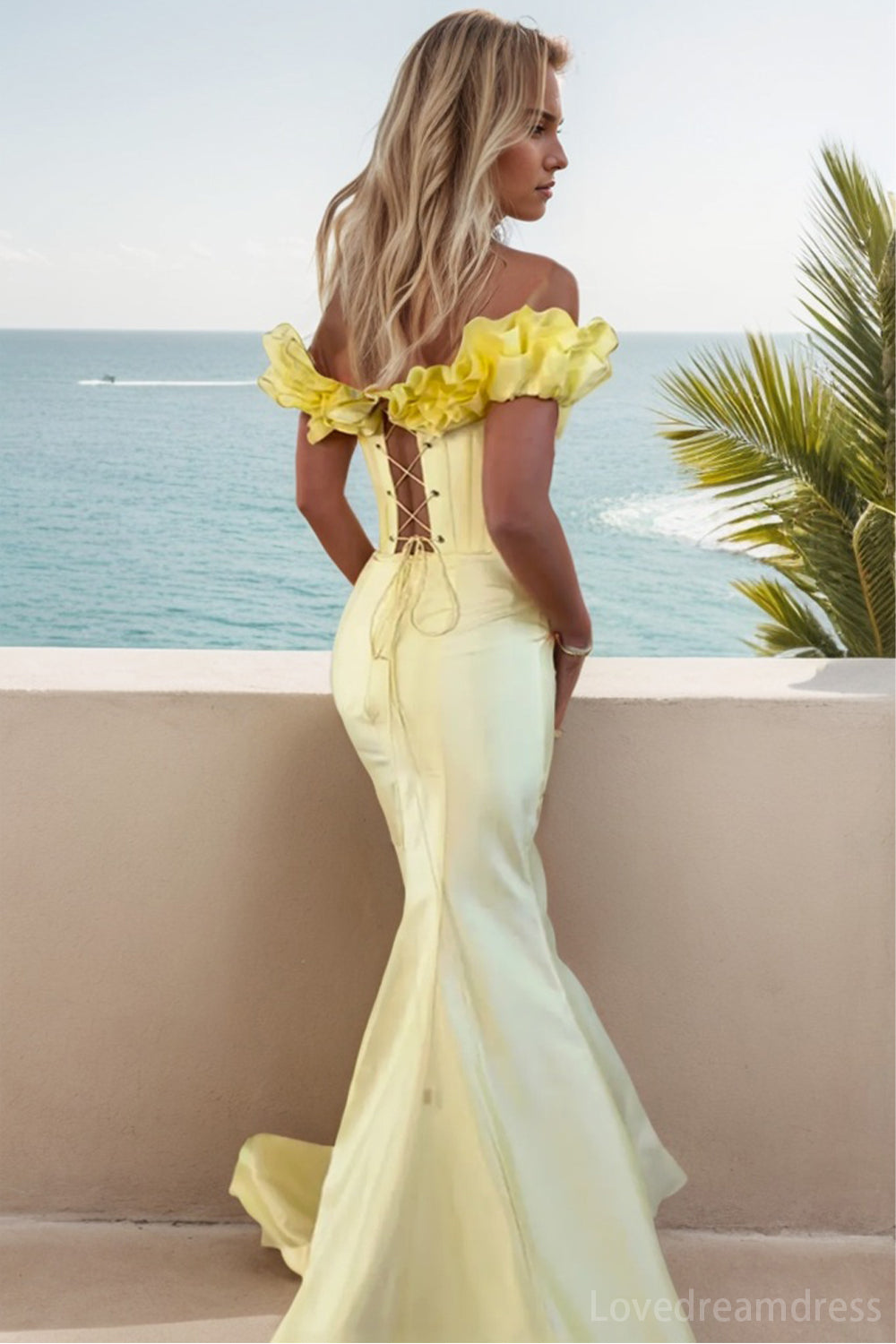 Elegant Mermaid Strapless Satin Prom Dress with Chic Side Slit lD102309