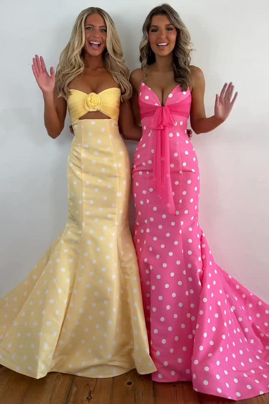 Mermaid Sweetheart Daffodil White Dot Floral Prom Dress LD16010102