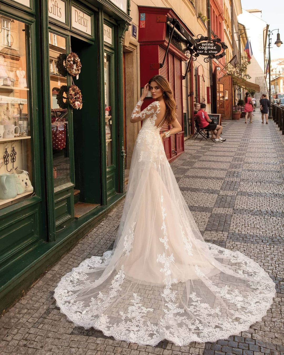 Modern Ivory Lace Mermaid Wedding Dress with Long Sleeves