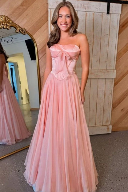 A-Line sweetheart Blue Chiffon Pleats Long Prom Dresses with Slit LD16011605