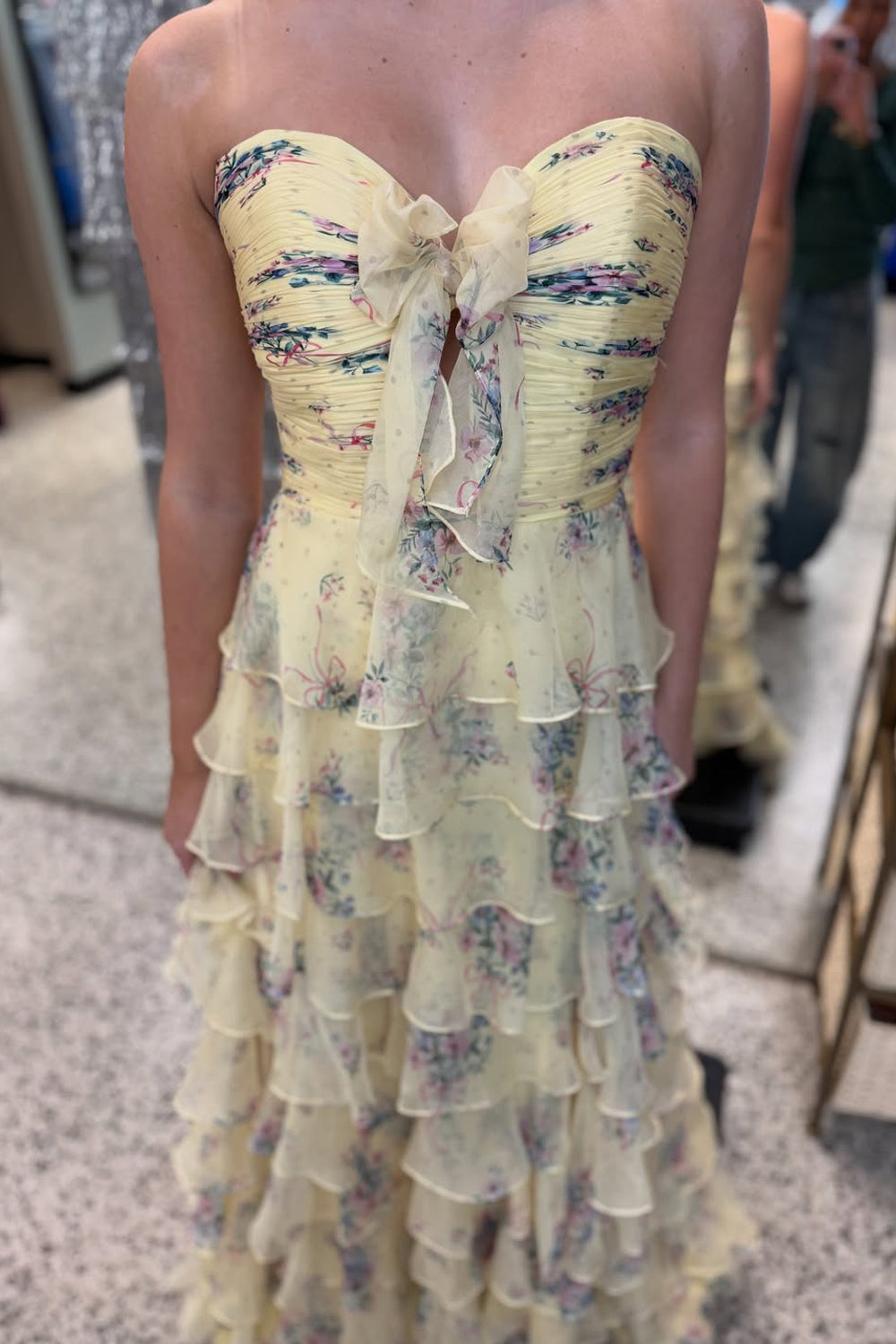 Gorgeous A Line Sweetheart Floral Chiffon Prom Dress with Slit LD15121804