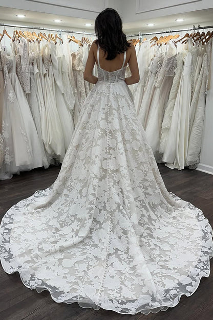 Fairy-Inspired A-Line Sweetheart Wedding Dress with Train