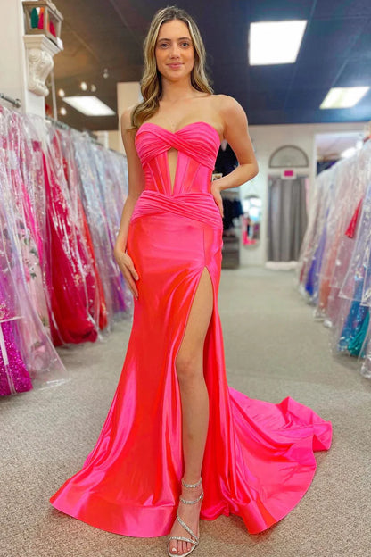 Satin Sweetheart Mermaid Prom Dress, Long Formal Gown ld101008