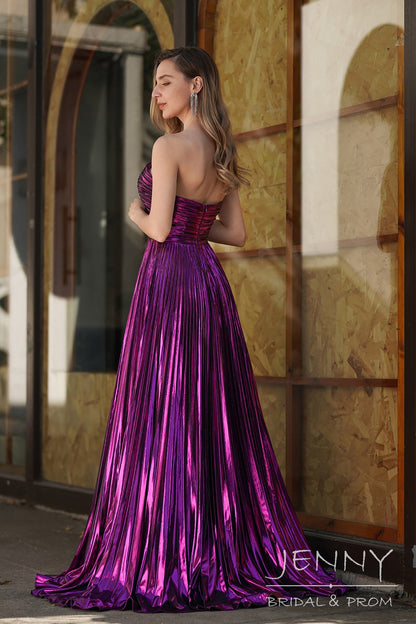 Viviana | Dark Purple Mermaid Satin Strapless Prom Dress with Slit