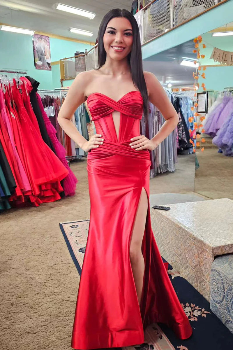 Satin Sweetheart Mermaid Prom Dress, Long Formal Gown ld101008