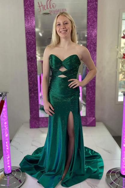 Gorgeous Mermaid Sweetheart Satin Prom Dress with Hot Stone LD15121805