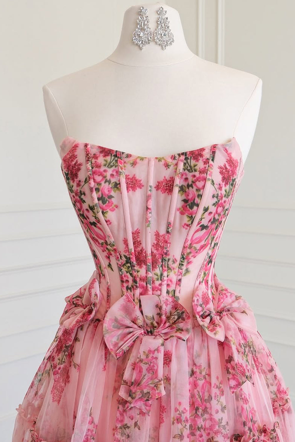 Fairy A Line Scoop Neck Floral Chiffon Long Prom Dress LD261904
