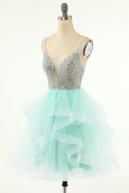 Amelia | Elegant V-Neck A-Line Tulle Homecoming Dress