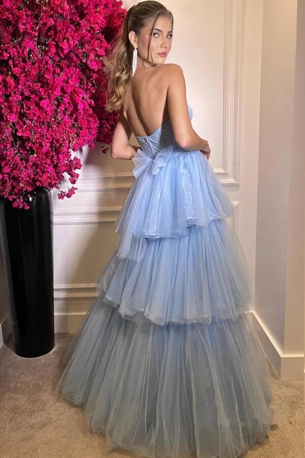 Kaylee | A-Line Long Tulle Prom Dress with Tiered Ruffles