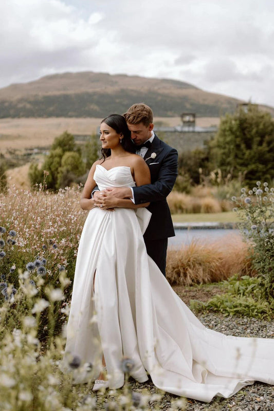 Vivienne | Elegant Sweetheart Satin Ball Gown Long Bridal Dress