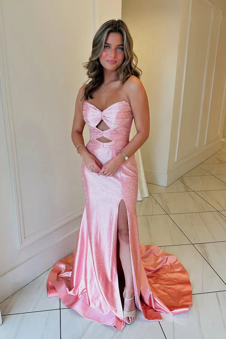 Gorgeous Mermaid Sweetheart Satin Prom Dress with Hot Stone LD15121805