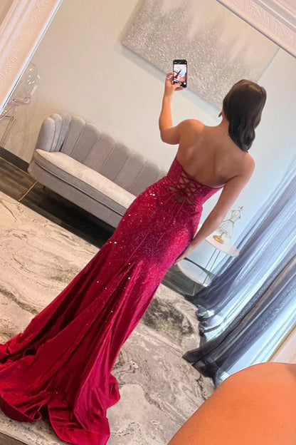 Gorgeous Mermaid Sweetheart Satin Prom Dress with Hot Stone LD15121805